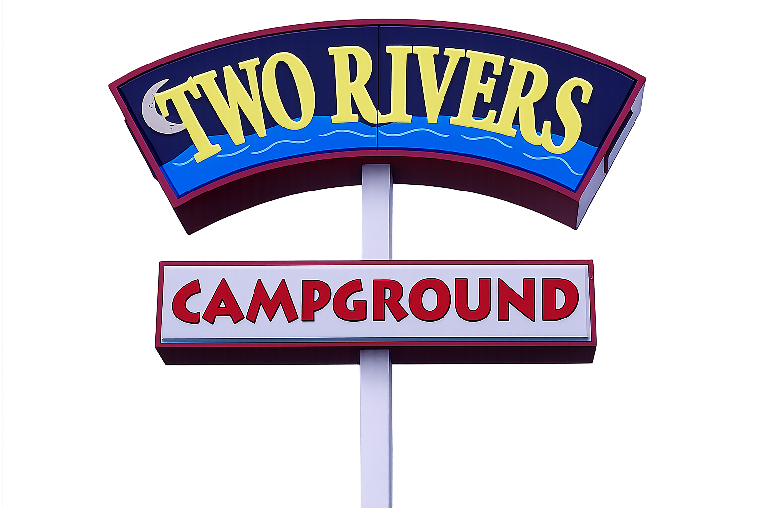 The Two Rivers Campground entrance sign
